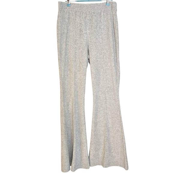 Aerie NWT Medium Heather Gray Groove-On Rib Velour High Waisted Flare Pants - Picture 2 of 6